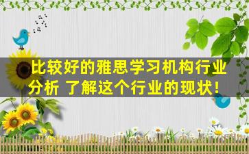 比较好的雅思学习机构行业分析 了解这个行业的现状！